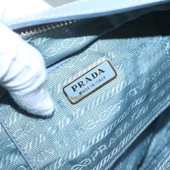 PRADA Shoulder Bag Nylon Light Blue Gold Auth - Picture 12 of 16